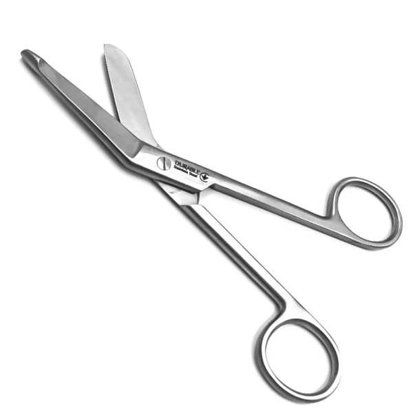 DHS-11-146-14. Ножиці для розрізання марлевих та гіпсових пов'язок, за Лістером, з пуговкою, горизонтально-зігнуті, 140 мм. DURABLE